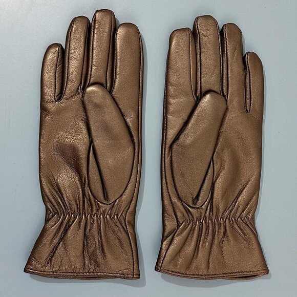 Cashmere Lined Leather Gloves, Bronze, Small - Picture 1 of 3